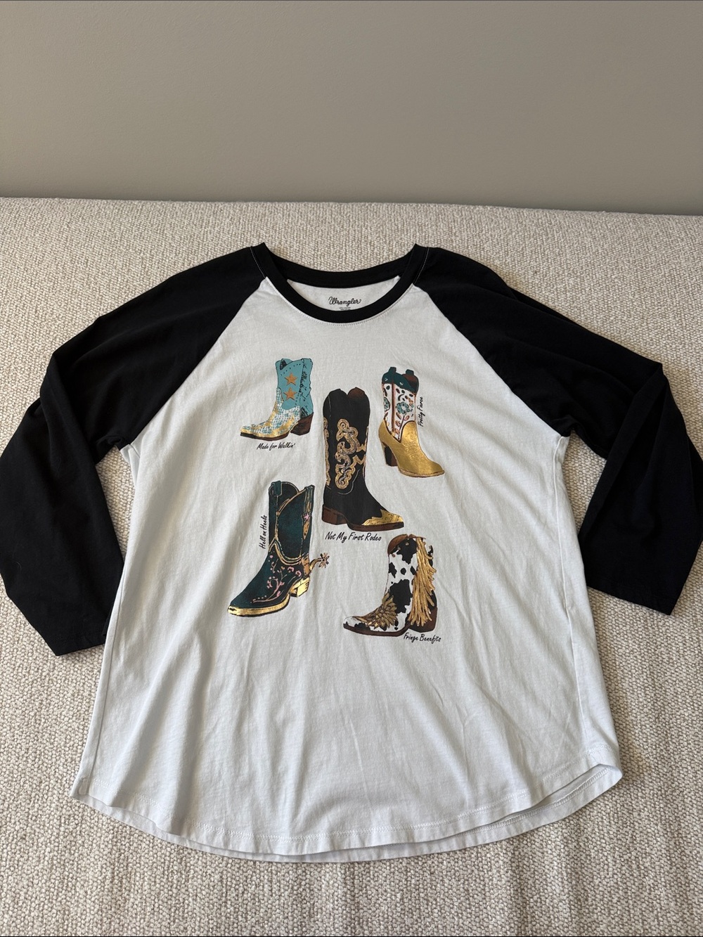 Wrangler Women’s Cowboy Boot Baseball Shirt